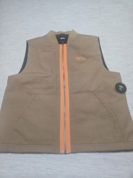 Vans Jackets & Blazers - Vans Lizzie Armanto Womens Brown Vest with Orange Zip Trim